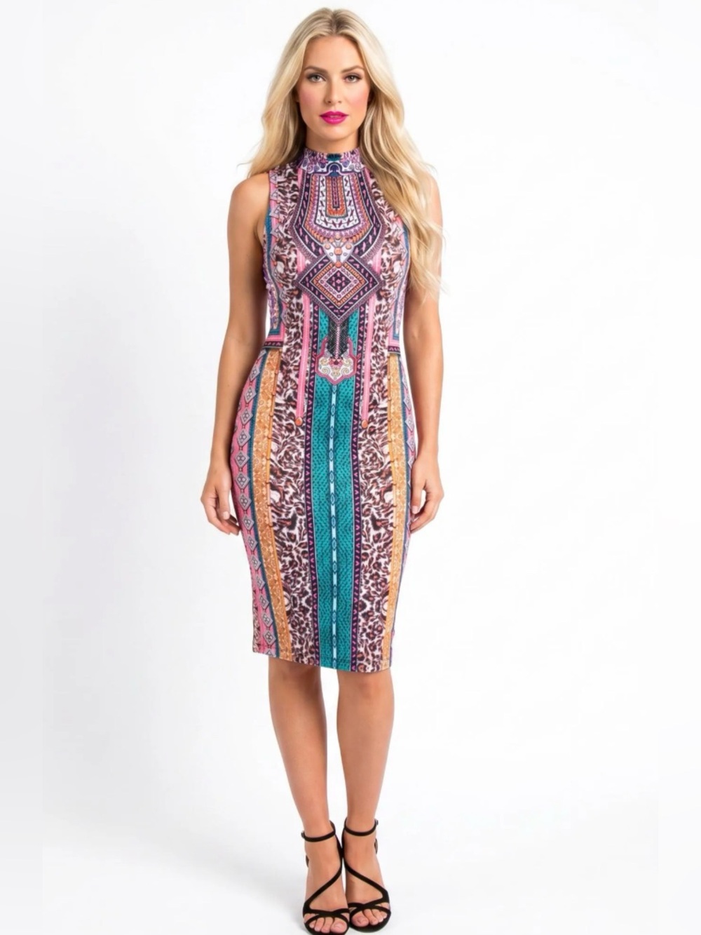 #10 🆕 Hale Bob multi color and animal print Jersey dress size Med